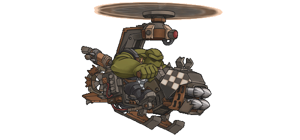 Flying Deffkopta manned by an Ork